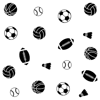 PVC Wall Stickers, for Wall Decoration, Basketball, Socker Ball, Rugby, Tennis Ball, Badminton, Sports Themed Pattern, 290x740mm