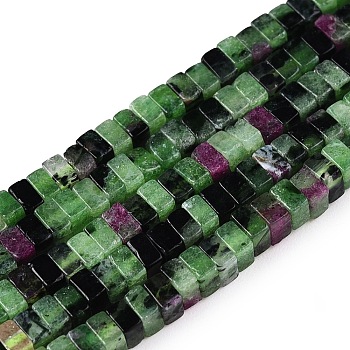 Natural Ruby in Zoisite Beads Strands, Square, 2.5x2.5x1.5mm, Hole: 0.8mm, about 225~245pcs/strand, 14.92~15.39 inch(37.9~39.1cm)