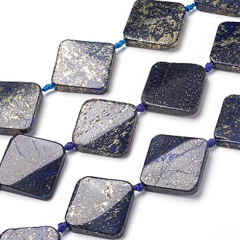 Natural Lapis Lazuli Beads Strands, Rhombus, 40x40x7~7.5mm, Hole: 2mm, about 9pcs/strand, 15.75 inch(40cm)
