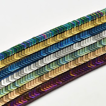 Electroplated Arrows Non-magnetic Synthetic Hematite Bead Strands, Mixed Color, 3x2x1mm, Hole: 1mm, 350pcs/strand, 15.5 inch