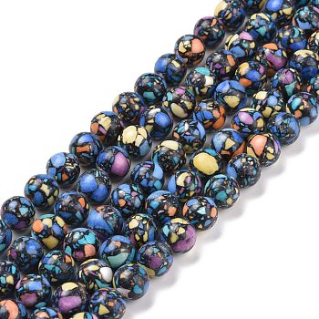 Assembled Natural & Dyed Magnesite Beads, Round, Marine Blue, 10mm, Hole: 1.2mm, about 38pcs/strand, 14.96''(38cm)