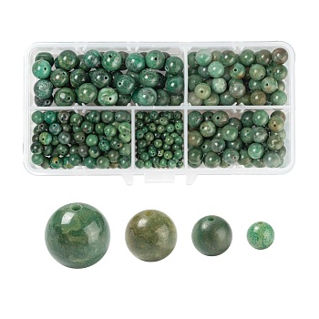 340Pcs 4 Style Natural African Jade Beads, Round, 4mm/6mm/8mm/10mm, Hole: 1mm