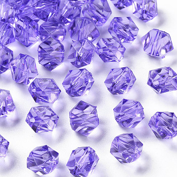 Transparent Acrylic Beads, Faceted, Polygon, Medium Purple, 8x10x9mm, Hole: 1.6mm, about 1300pcs/500g