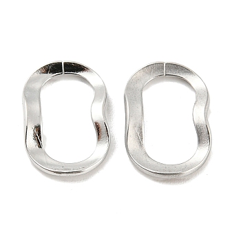 304 Stainless Steel Linking Rings, Quick Link Connector, Wavy Oval, Stainless Steel Color, 13x9x1.3mm, Inner Diameter: 10x5mm