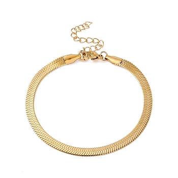 304 Stainless Steel Herringbone Chains Bracelet for Men Women, Golden, Wide: 4mm, 6-1/2 inch(16.5cm)