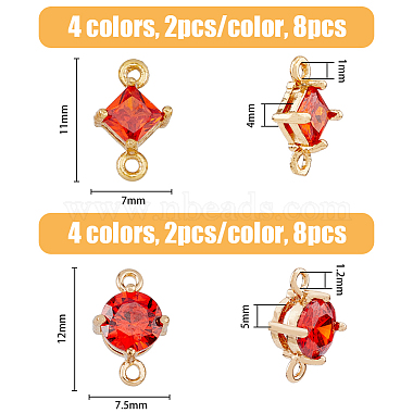 16Pcs 8 Styles Transparent Glass Connector Charms(GLAA-HY0001-14)-2