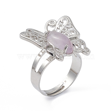 Gemstone Butterfly Adjustable Ring(RJEW-H133-02)-4