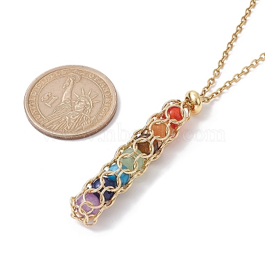 Natural Mixed Gemstone Chakra Theme Necklace(NJEW-JN04576-02)-5