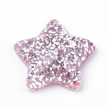 17mm Pink Star Resin Cabochons