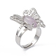 Gemstone Butterfly Adjustable Ring(RJEW-H133-02)-4