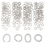 200Pcs 4 Style 304 Stainless Steel Open Jump Rings, Twisted Round, Mixed Shape, Stainless Steel Color, 12.5~14x10~12.5x2~2.2mm, 50pcs/style(STAS-DC0005-83)