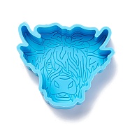 Cattle DIY Decoration Silicone Molds, Resin Casting Molds, For UV Resin, Epoxy Resin Jewelry Making, Deep Sky Blue, 87x100x31mm(DIY-I085-10)