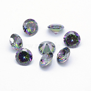 Cubic Zirconia Pointed Back Cabochons, Grade A, Faceted, Diamond, Colorful, 5x3mm(X-ZIRC-M002-5mm-010)