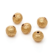 Brass Beads, Long-Lasting Plated, Round, Matte Gold Color, 10.5x9.5mm, Hole: 2mm(KK-G390-02MG)