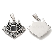 304 Stainless Steel Enamel Pendants, with 201 Stainless Steel Snap On Bails, Evil Eye Charm, Antique Silver, 18x19.5x3mm, Hole: 3x6mm(STAS-A080-27AS)