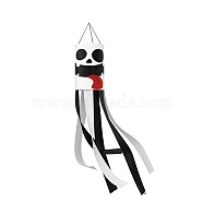 Polyester Halloween Theme Column Windsock Flag, for Ghost Festival Outdoor Banner Decorations, White, 1000mm(HAWE-PW0001-120B)