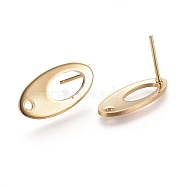 304 Stainless Steel Stud Earring Findings, Oval, Golden, 18.5x9.5x1mm, Hole: 1.5mm, Pin: 0.8mm(STAS-E482-01G)