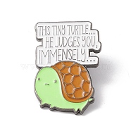 Word This Ting Turtle He Judges You Immensely Enamel Pin, Tortoise Alloy Badge for Backpack Clothes, Gunmetal, Colorful, 32x21.5x1.5mm, Pin: 1mm(JEWB-H008-26B)