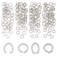 200Pcs 4 Style 304 Stainless Steel Jump Rings, Open Jump Rings, Mixed Shape, Stainless Steel Color, 12.5~14x10~12.5x2~2.2mm, 50pcs/style(STAS-DC0005-83)