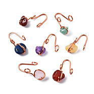 Natural Mixed Gemstone Pendants, Wire Wrapped Pendants, with Rose Gold Brass Wires, Rack Plating, Nuggets, 19~22x14~17x6.5~9mm, Hole: 3x3.5mm(G-Q997-002)
