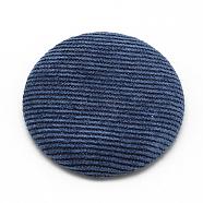 Corduroy Cloth Fabric Covered Cabochons, with Aluminum Bottom, Half Round/Dome, Prussian Blue, 25x5.5mm(WOVE-S084-25A)