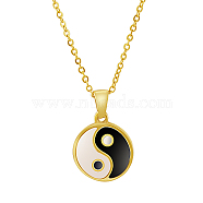 Stainless Steel Pendant Necklaces, Yin Yang, Real 18K Gold Plated, 17.72 inch(45cm)(ZK8549-1)