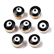 Alloy Enamel Beads, Evil Eye, Black, 8x6~7mm, Hole: 1mm(ENAM-WH0047-14J-8mm)