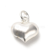 925 Sterling Silver Pendants, Heart Charms with Jump Rings, Silver, 10x10x5mm, Hole: 3mm(STER-P057-07D-S)