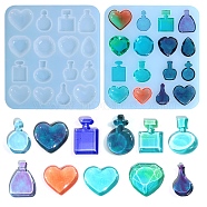 Perfume Bottle/Heart Cabochon DIY Silicone Molds, Resin Casting Molds, White, 155x142x7mm, Inner Diameter: 25~34x20~30mm(DIY-F139-02)