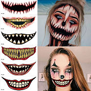 10Pcs 10 Style Halloween Clown Horror Mouth Removable Temporary Tattoos Paper Face Body Stickers, Rectangle, FireBrick, 16x6.5x0.03cm, 10 style, 1pc/style, 10pcs/set(AJEW-G048-02)