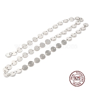 Rhodium Plated 925 Sterling Silver Flat Round Link Chains, Sequin Chains, Soldered, Platinum, Flat Round: 5x0.3mm, Link Ring: 3x2x0.4mm(STER-NH0001-27A-P)