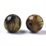 Resin Beads, Imitation Gemstone, Round, Gold, 8mm, Hole: 1.6mm(X-RESI-S387-015A-05)