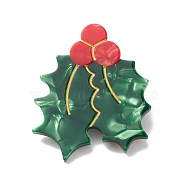 Christmas Cellulose Acetate Alligator Hair Clip, with Alloy Chips, Green, 40x34mm(PHAR-K003-01B)