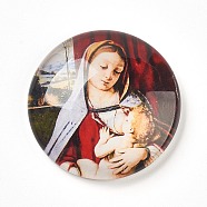 Glass Cabochons, Half Round/Dome with Virgin and Child, Colorful, 25x6~6.5mm(GLAA-WH0012-17)