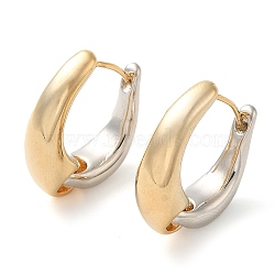 Rack Plating Brass Hoop Earring, Long-Lasting Plated, Cadmium Free & Lead Free, Letter D, Platinum & Real 18K Gold Plated, 21.5x6.8mm(EJEW-C079-14)