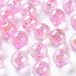 Transparent Acrylic Beads, AB Color Plated, Round, Pearl Pink, 16x15mm, Hole: 2.8mm, about 220pcs/500g(MACR-S370-B16mm-708)