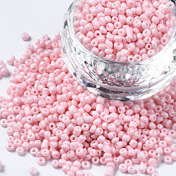 Glass Seed Beads, Baking Paint, Round Hole, Round, Misty Rose, 2~3x1.5~2mm, Hole: 0.8mm, about 450g/Pound(SEED-S060-A-F405)
