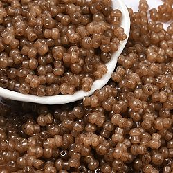 Transparent Colours Glass Seed Beads, Mushroom, Camel, 5.5x4.5mm, Hole: 1mm, 4150pcs/pound(SEED-R001-01O)