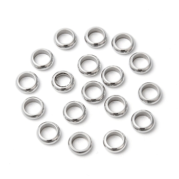 Tarnish Resistant 304 Stainless Steel Beads, Ring, Stainless Steel Color, 6x2mm,Hole:4mm