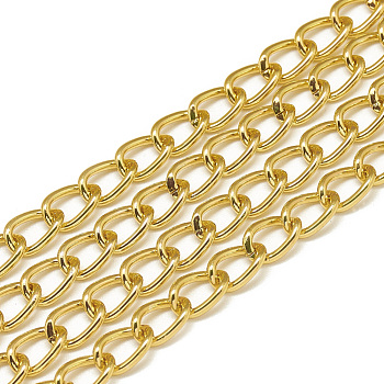 Unwelded Aluminum Curb Chains, Golden, 9x6x1.4mm, about 100m/bag