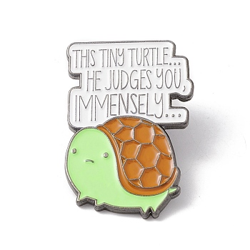 Word This Ting Turtle He Judges You Immensely Enamel Pin, Tortoise Alloy Badge for Backpack Clothes, Gunmetal, Colorful, 32x21.5x1.5mm, Pin: 1mm