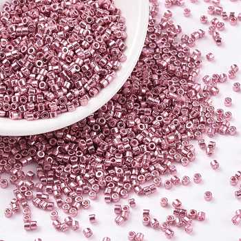 Cylinder Seed Beads, Metallic Colours, Uniform Size, Violet, 2x1.5mm, Hole: 0.8mm, about 40000pcs/bag, 450g/bag