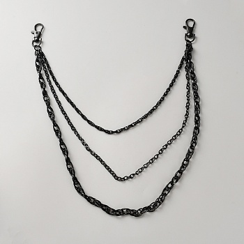 Alloy Three-layer Chain Belts for Pants, Black, 425mm