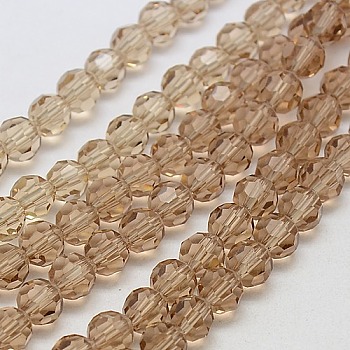 Glass Beads Strands, Faceted(32 Facets), Round, BurlyWood, 6mm, Hole: 1.2mm, about 88~91pcs/strand, 19.49 inch~20.08 inch(49.5~51cm)