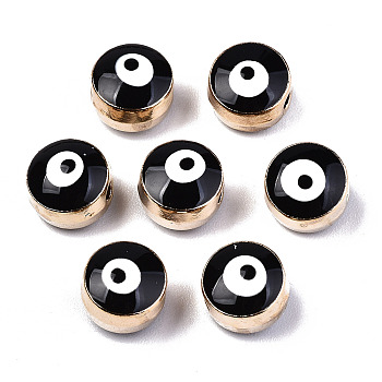 Alloy Enamel Beads, Evil Eye, Black, 8x6~7mm, Hole: 1mm