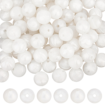 Food Grade Eco-Friendly Silicone Beads, Chewing Beads For Teethers, DIY Nursing Necklaces Making, Round, Snow, 12mm, Hole: 2mm