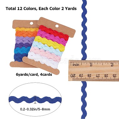 4 Boards 2 Styles Polyester Wavy Fringe Trim Ribbon(OCOR-GF0002-48)-2