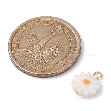 Natural Freshwater Shell Flower Charms with Golden Plated 304 Stainless Steel Loops(PALLOY-JF02444)-2