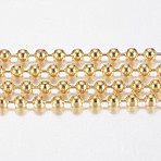 Handmade Ion Plating(IP) 304 Stainless Steel Ball Chains, with Spool, Golden, 2.5mm, about 20m/roll(21.87yards/roll)(STAS-F136-16G-20m)