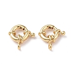 Eco-friendly Brass Spring Ring Clasps, Cadmium Free & Lead Free, Long-Lasting Plated, Real 24K Gold Plated, 11x3mm, Hole: 3mm(KK-D082-02G-B)